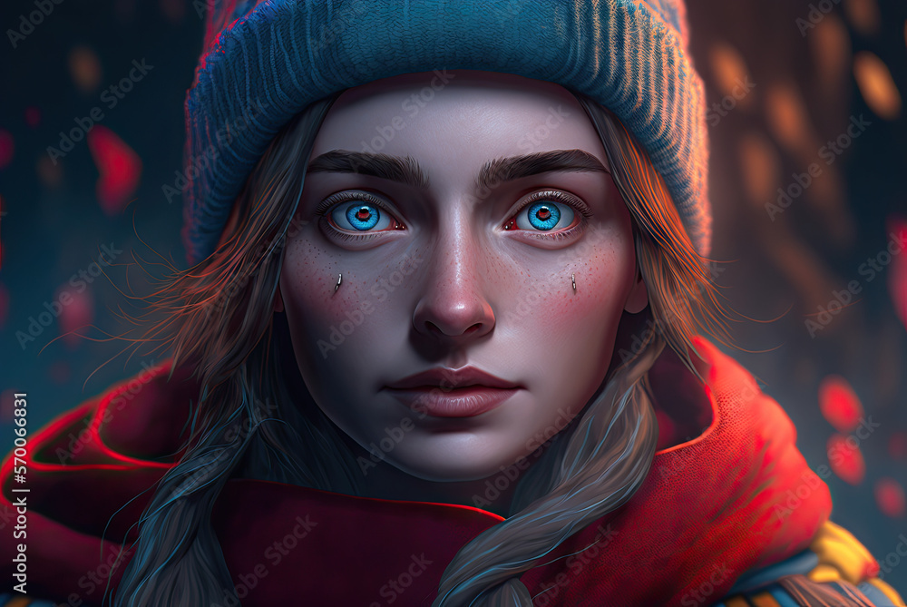 a painting of a woman with blue eyes and with hat a painting of a woman with blue eyes and with hat