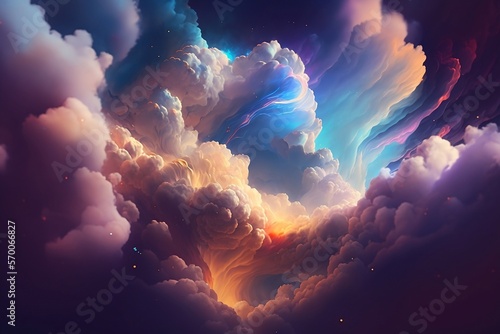 Colorful space clouds ai