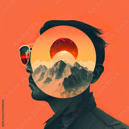 Man with vision of mountain in his mind