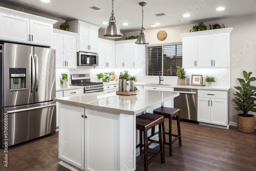 modern stainless steel kitchen interior generative ai