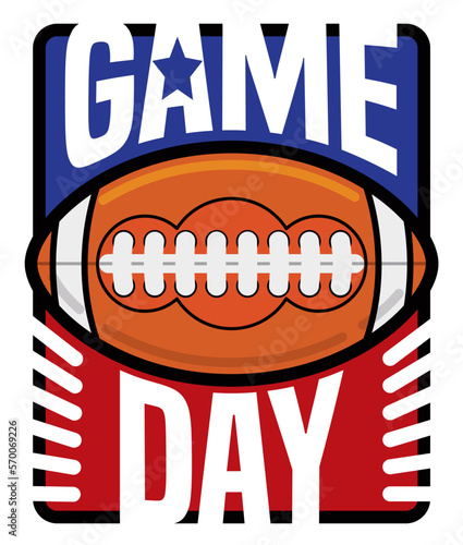 American Design with Football Ball Promoting the Super Game Day, Vector Illustration