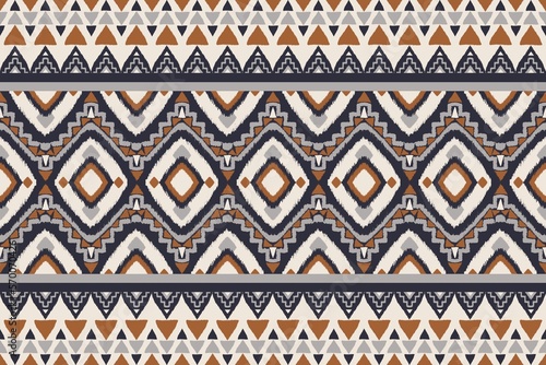 Aztec ikat pattern. Illustration aztec geometric shape ikat style seamless pattern background. Aztec border pattern use for fabric, textile, home decoration elements, upholstery, wrapping.