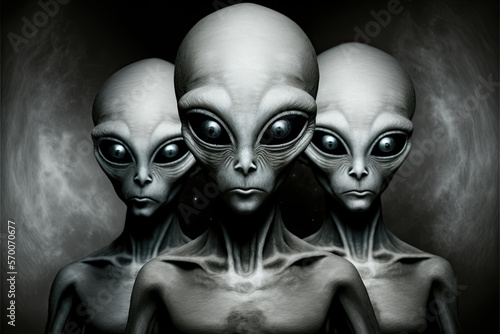 Grey Extraterrestrial Ancient Aliens and UFO created with Generative AI