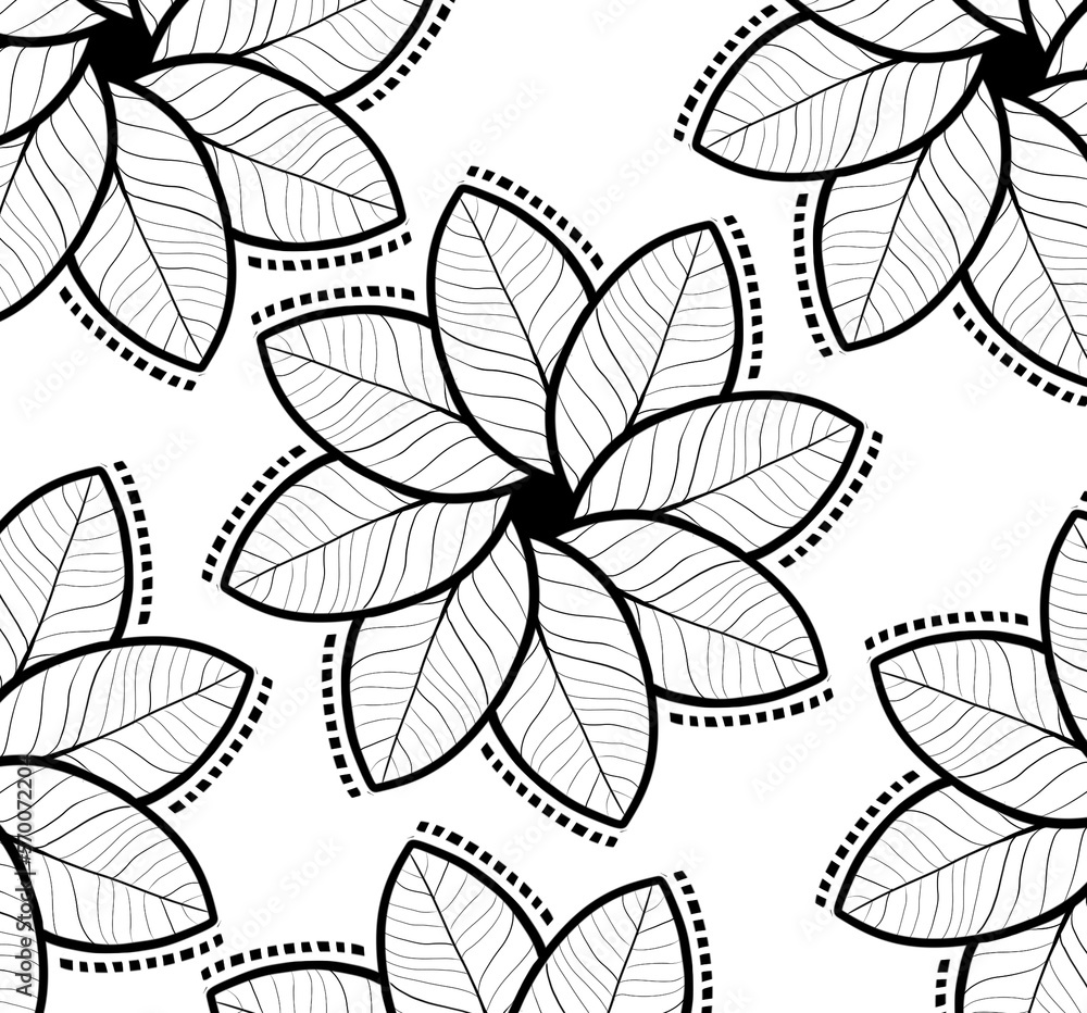 Illustration of flowers on white background, pattern onfloral wallpaper ornament