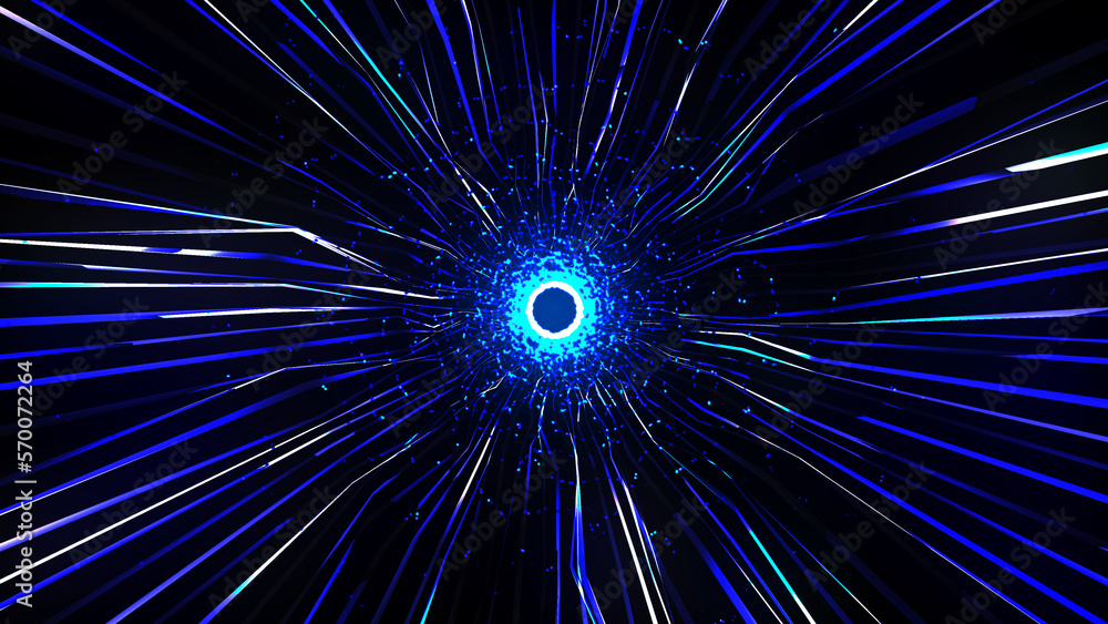 Obraz premium Motion graphic of flying into digital technologic tunnel. 3D render. Abstract digital background. Data flow information. Technology tunnel.