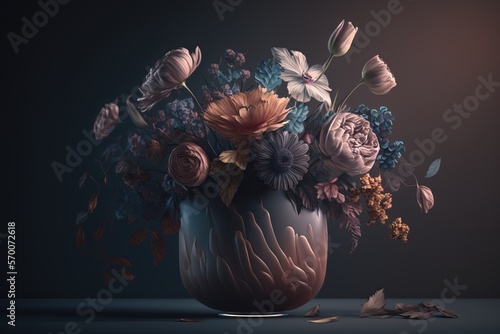 Bouquet of flowers in a vase. AI