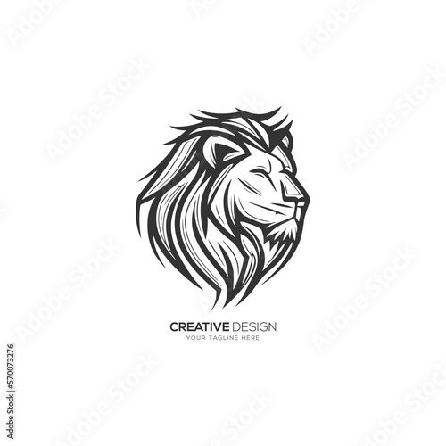 Lion head logo branding illustration vector design