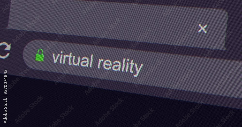Typing virtual reality into address bar search screen animation, screen view of search page 4K resolution Typing virtual reality into address bar search screen animation, screen view of search page 4K resolution