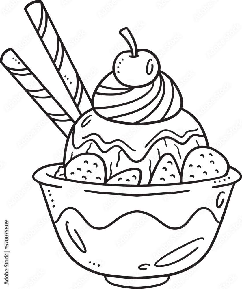 Ice Cream Isolated Coloring Page for Kids Stock Vector | Adobe Stock