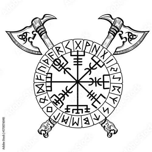 Aegishjalmur viking Axe of awe runes vector