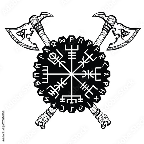Aegishjalmur viking Axe of awe runes vector
