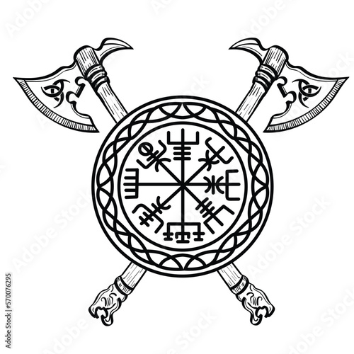 Aegishjalmur viking Axe of awe runes vector
