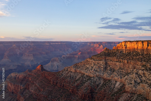 Sunset view from the South Rim into the Grand Canyon National Park, Arizona