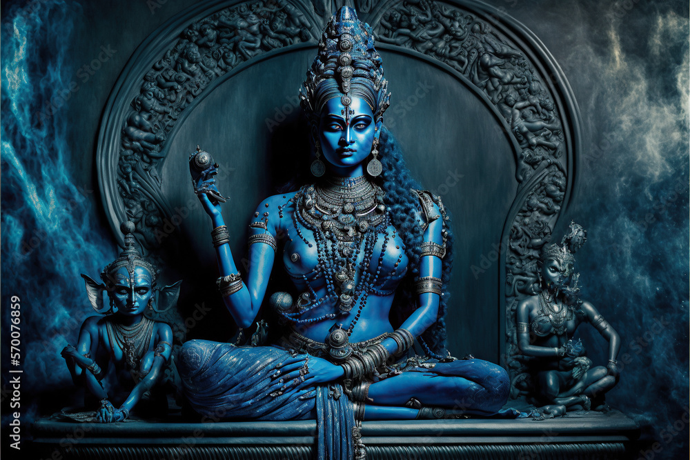 Blue Skinned Vedic Religion and Hindu Gods created with Generative AI