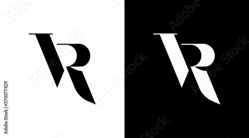 VR logo vector monogram letter initial black and white icon illustration style Designs templates