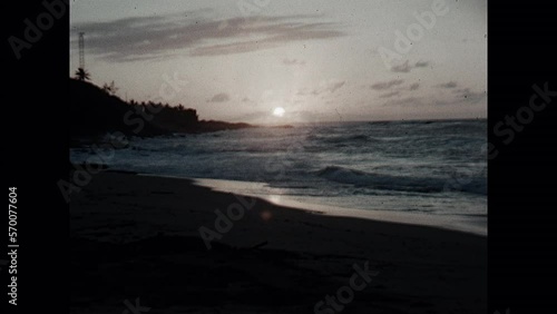 Puerto Rican Sunset 1960 - The sun sets near Punta Borinquen Beach in Aguadilla, Puerto Rico in 1960.  photo