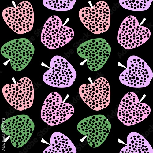 Cartoon fruit seamless apples and polka dots pattern for wrapping paper and kids clothes print and fabrics
