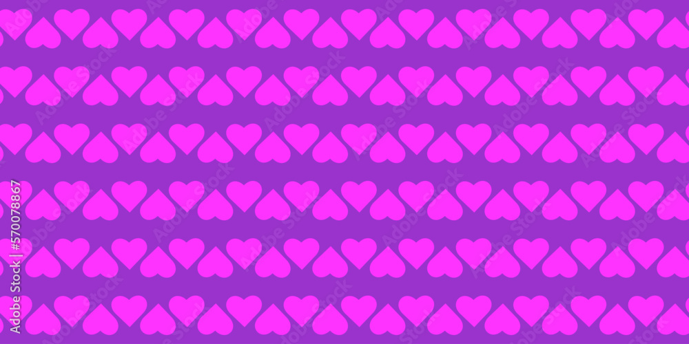 Valentines day background. Pink hearts seamless pattern. Pink Strip with heart. Love romantic theme. Vector abstract texture with hearts. Stylish minimal design for wrapping fabric cloth print wrap