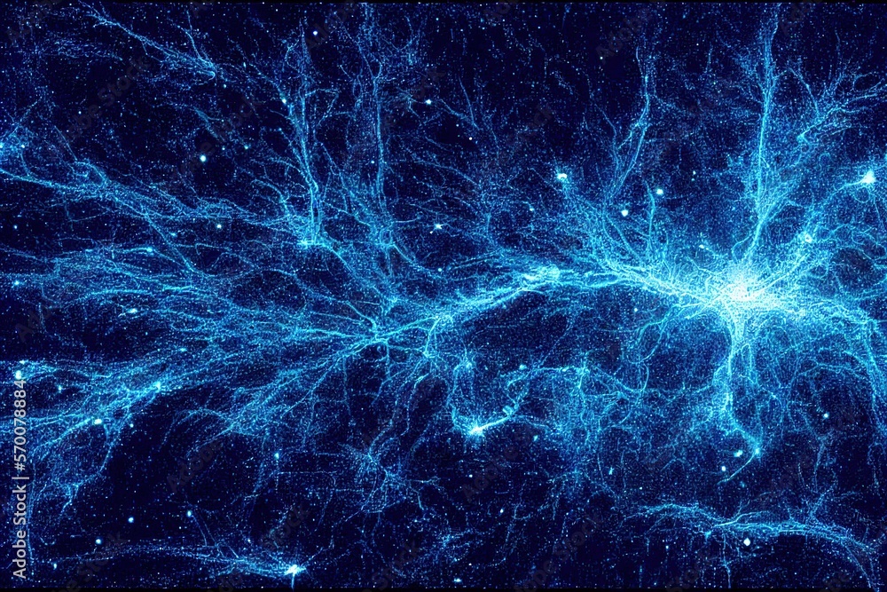 Cosmos abstraction blue background connections, Geneative AI Cosmos abstraction blue background connections, Geneative AI