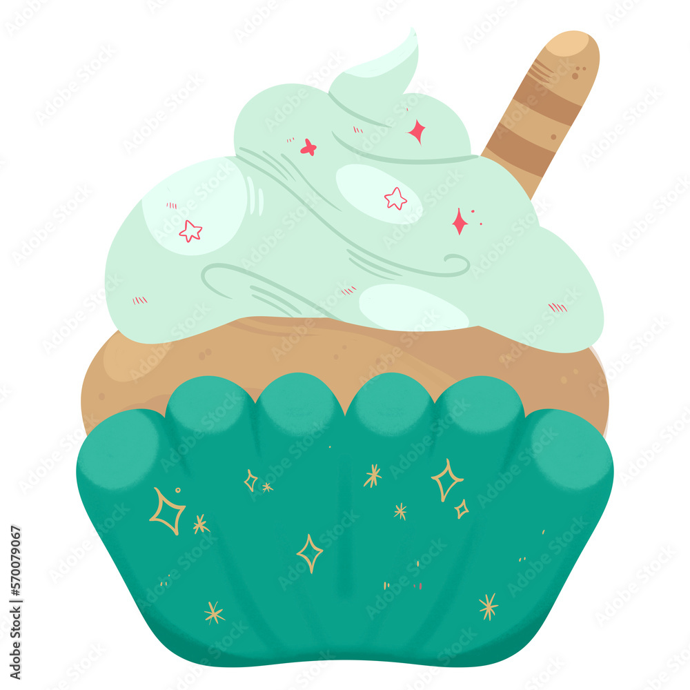 Naklejka premium Illustration Cupcake Cartoon Doodle Sketch 