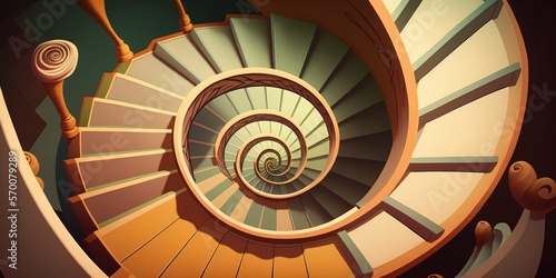 Spinning stairway. Generative AI