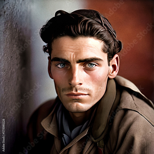 Portrait of a Spain civil war republican soldier - generative AI photo