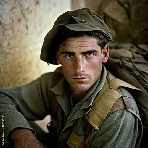 Portrait of a Spain civil war republican soldier - generative AI photo