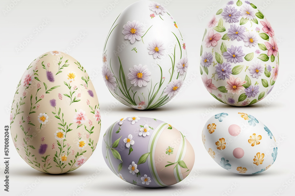 Set of colorful easter eggs generative AI Set of colorful easter eggs generative AI