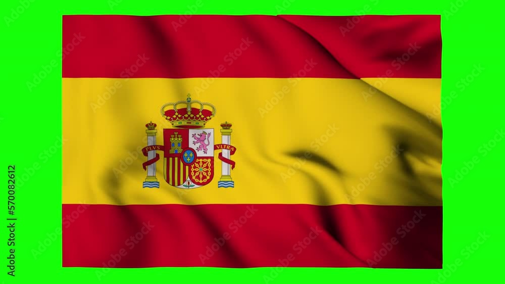 Flag of Spain waving isolated by the alpha channel(transparent background).Highly detailed fabric texture. Seamless loop in full 4K resolution.Spanish flag. Flag of Spain waving isolated by the alpha channel(transparent background).Highly detailed fabric texture. Seamless loop in full 4K resolution.Spanish flag.