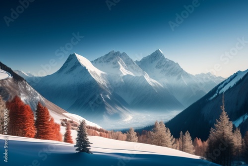 winter landscape with mountains and snow