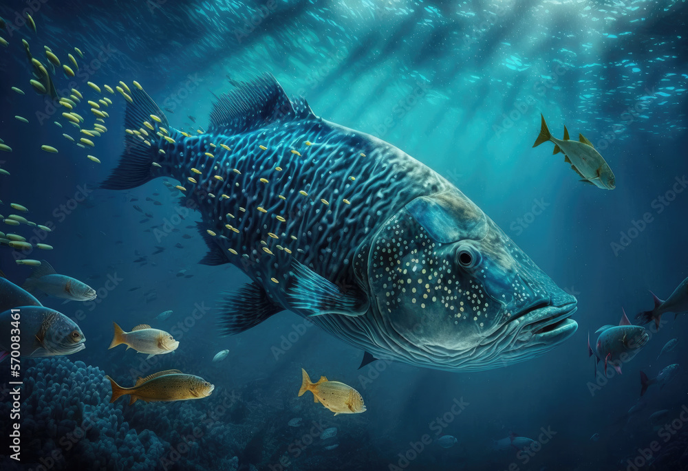 pretty fishes in the darken ocean created with Generative AI technology pretty fishes in the darken ocean created with Generative AI technology