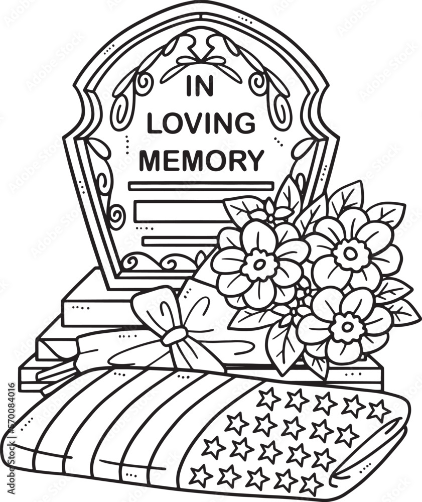 In Loving Memory Isolated Coloring Page for Kids Stock Vector | Adobe Stock