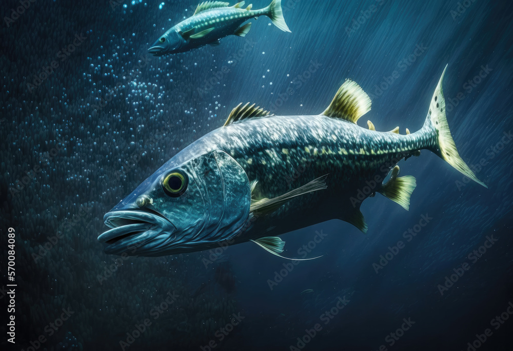 pretty fishes in the darken ocean created with Generative AI technology pretty fishes in the darken ocean created with Generative AI technology