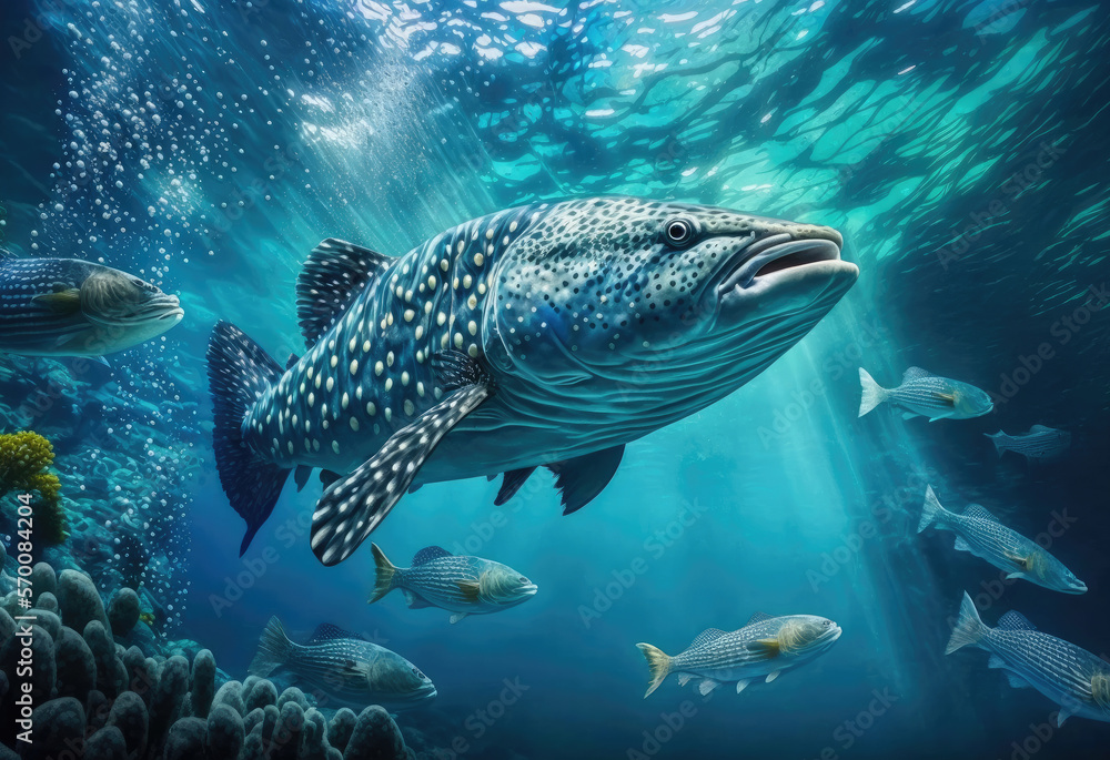 pretty fishes in the darken ocean created with Generative AI technology pretty fishes in the darken ocean created with Generative AI technology
