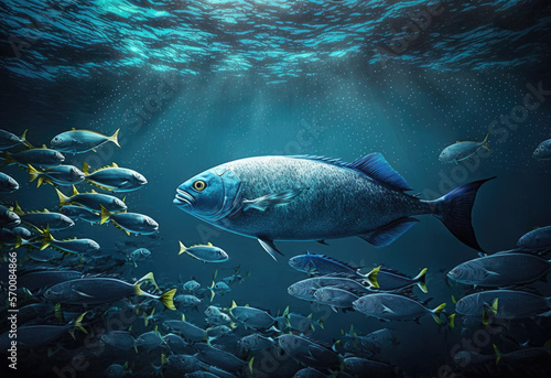 swam of fishes in the ocean created with Generative AI technology © Robert Herhold