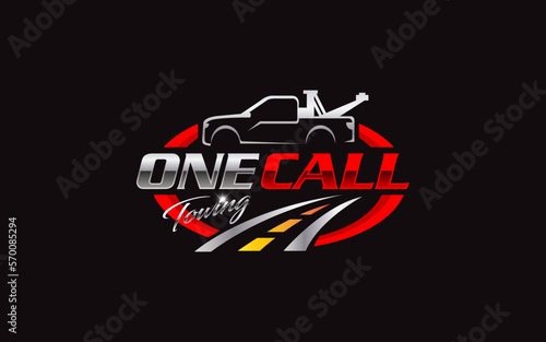 Illustration vector graphic of towing truck service logo design suitable for the automotive company