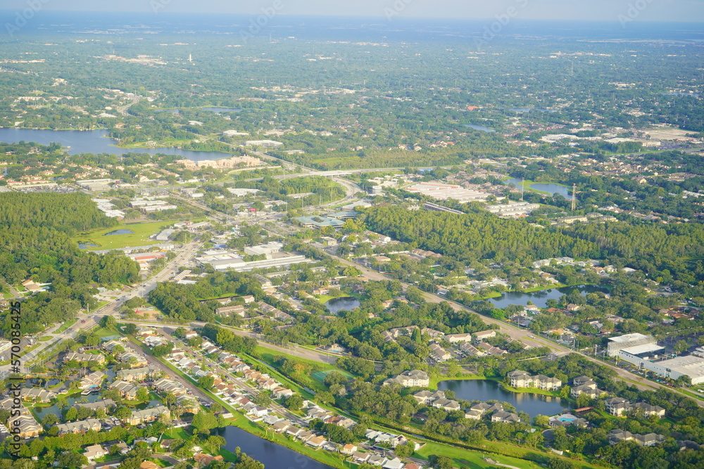 Aerial view of beautiful house and community in Tampa, Florida
