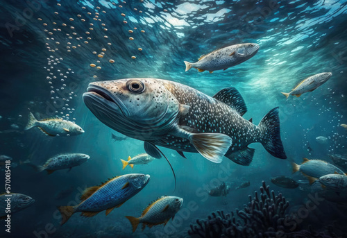 swam of fishes in the ocean created with Generative AI technology © Robert Herhold
