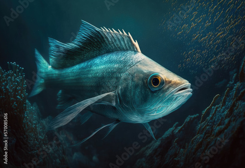 fish in the blue ocean created with Generative AI technology