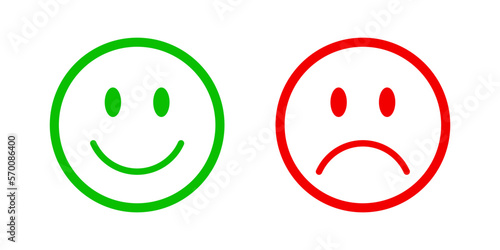 Green happy and red sad smiley faces