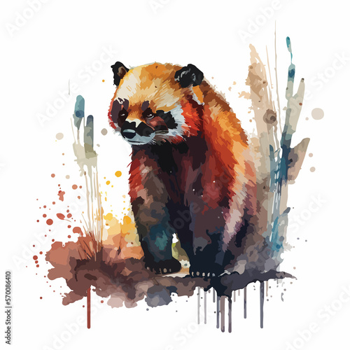 Watercolor Colorful Red Panda Vector Design