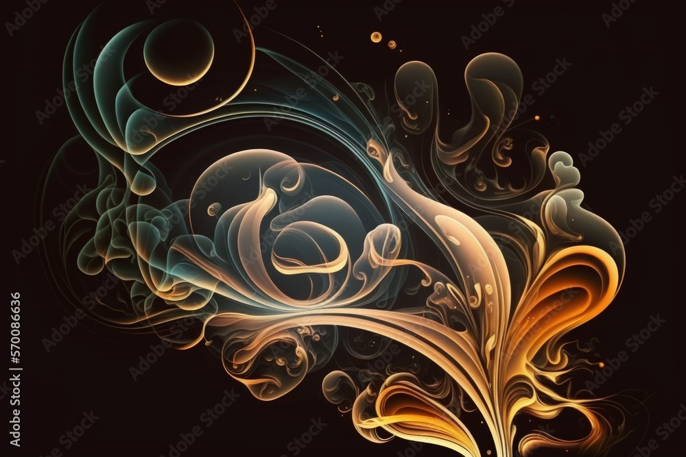 On a dark background, abstract smoke and steam are moving. The idea behind aromatherapy. Generative AI On a dark background, abstract smoke and steam are moving. The idea behind aromatherapy. Generative AI