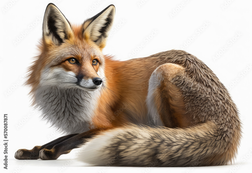 fox on white studio background created with Generative AI technology fox on white studio background created with Generative AI technology