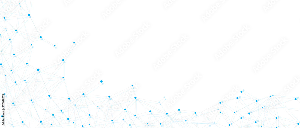 Blue network. Abstract connection on white background. Network technology background with dots and lines for desktop. Ai system background. Abstract concept. Line background, network technology