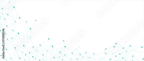 Teal network. Abstract connection on white background. Network technology background with dots and lines for desktop. Ai system background. Modern abstract concept. Line background, network technology