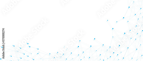 Blue network. Abstract connection on white background. Network technology background with dots and lines for desktop. Ai system background. Abstract concept. Line background  network technology