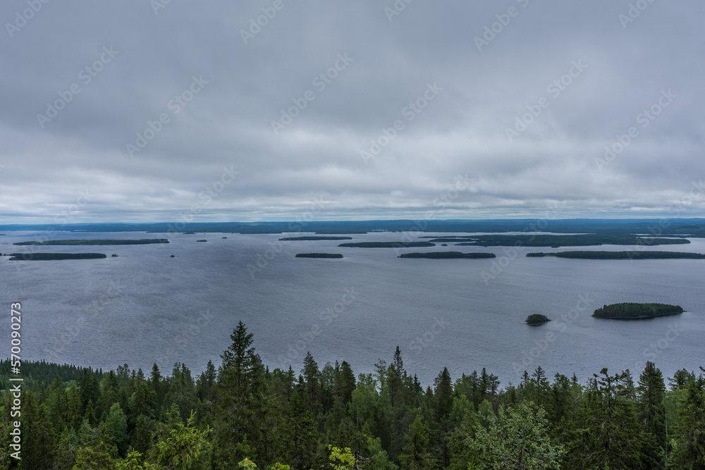 Landscape of the lake region from the Ukko Koli mountain, Finland