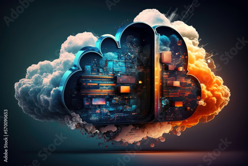 Cloud computing concept illustration - Generative AI