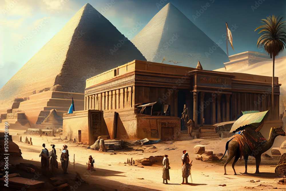 Digital Illustration Of A Scene From Ancient Egypt Ai Generated Stock 