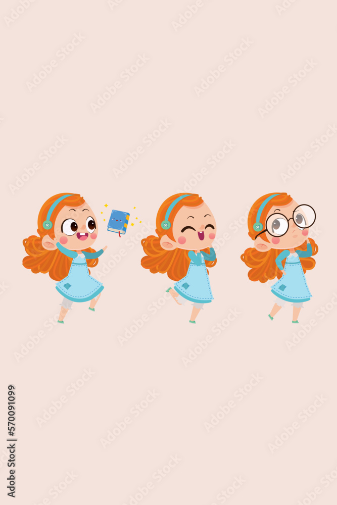 Ilustración personaje digital de niña con disfraz de muñeca para invitación o tarjeta Ilustración personaje digital de niña con disfraz de muñeca para invitación o tarjeta